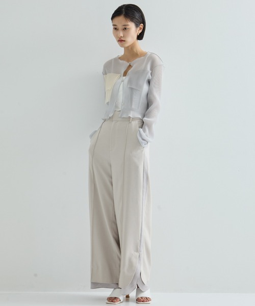 STUDIOUS（ステュディオス）の「【STUDIOUS/ステュディオス】Sheer Layered Trousers/シアーレイヤードトラウザー/スラックス（スラックス・レディース・ブラック/ライトベージュ・1/2）」の18枚目の写真