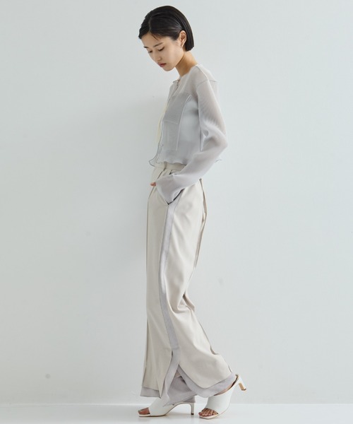 STUDIOUS（ステュディオス）の「【STUDIOUS/ステュディオス】Sheer Layered Trousers/シアーレイヤードトラウザー/スラックス（スラックス・レディース・ブラック/ライトベージュ・1/2）」の17枚目の写真