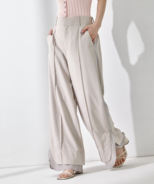 セール】【STUDIOUS/ステュディオス】Sheer Layered Trousers/シアー セール】【STUDIOUS/ステュディオス】Sheer Layered Trousers/シアー