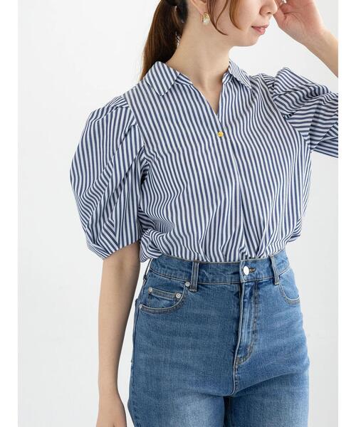 Te chichi（テチチ）の「スキッパーSH（シャツ/ブラウス・レディース・オフホワイト/ブルー/ブラック・F）」の3枚目の写真