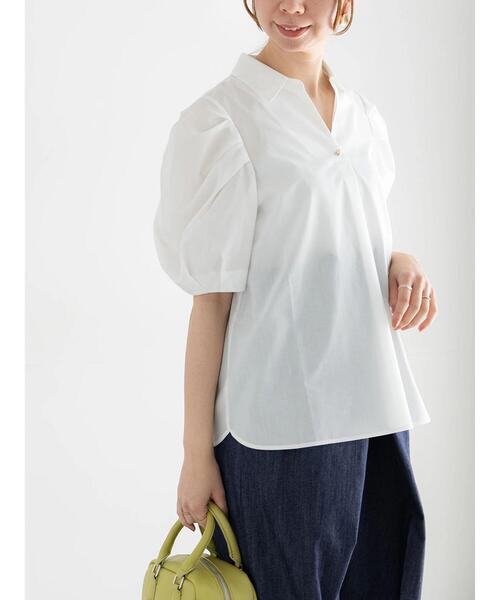 Te chichi（テチチ）の「スキッパーSH（シャツ/ブラウス・レディース・オフホワイト/ブルー/ブラック・F）」の6枚目の写真