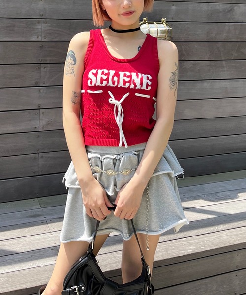 SPIRALGIRL（スパイラルガール）の「SELENEリボンノースリニット（タンクトップ・レディース・レッド/グレー/イエロー・FREE）」の6枚目の写真
