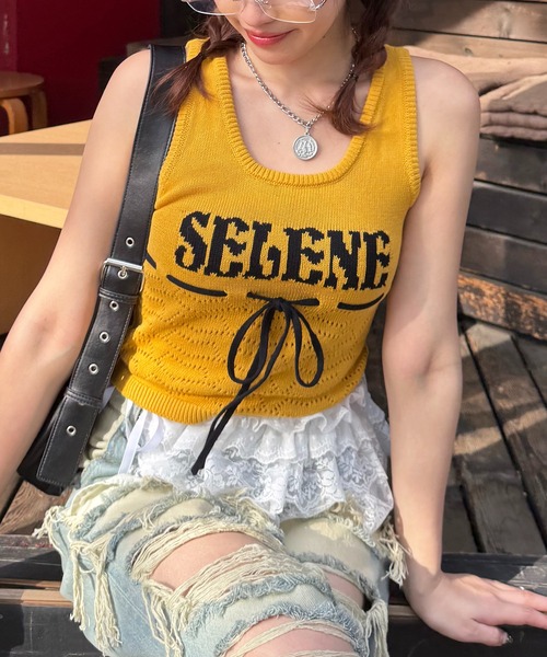 SPIRALGIRL（スパイラルガール）の「SELENEリボンノースリニット（タンクトップ・レディース・レッド/グレー/イエロー・FREE）」の12枚目の写真