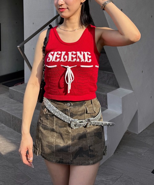 SPIRALGIRL（スパイラルガール）の「SELENEリボンノースリニット（タンクトップ・レディース・レッド/グレー/イエロー・FREE）」の8枚目の写真