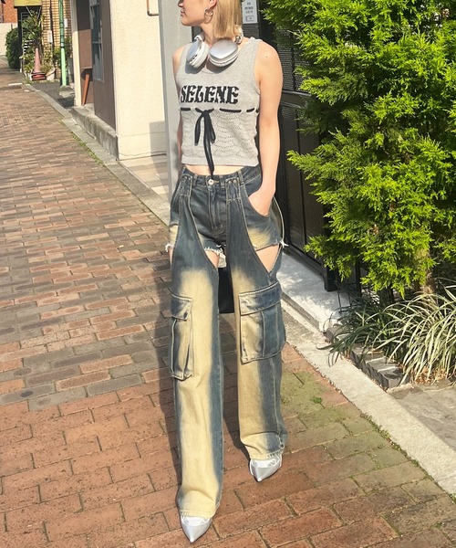 SPIRALGIRL（スパイラルガール）の「SELENEリボンノースリニット（タンクトップ・レディース・レッド/グレー/イエロー・FREE）」の9枚目の写真