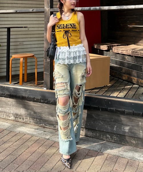 SPIRALGIRL（スパイラルガール）の「SELENEリボンノースリニット（タンクトップ・レディース・レッド/グレー/イエロー・FREE）」の13枚目の写真