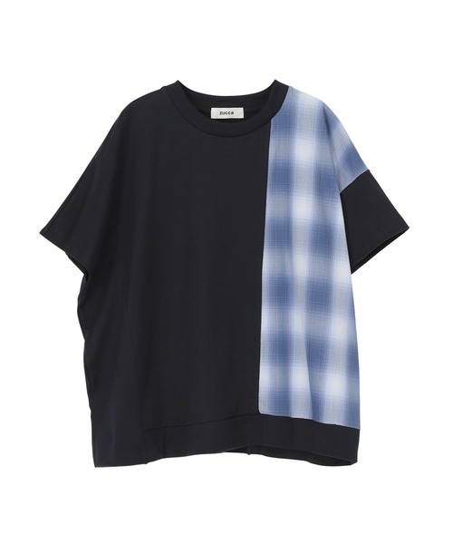 ZUCCa（ズッカ）の「チェックドッキングジャージィー / Tシャツ / S（Tシャツ/カットソー・レディース・ホワイト/ブラック/ネイビー・M size）」の3枚目の写真