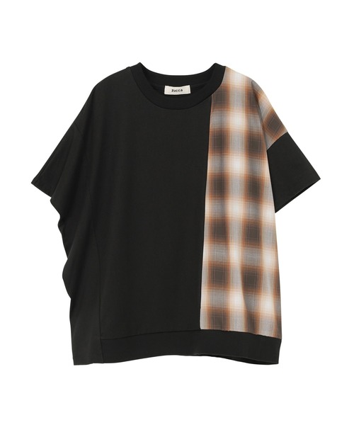 ZUCCa（ズッカ）の「チェックドッキングジャージィー / Tシャツ / S（Tシャツ/カットソー・レディース・ホワイト/ブラック/ネイビー・M size）」の2枚目の写真