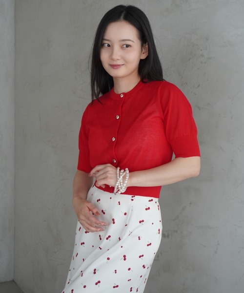 EIMY ISTOIRE（エイミーイストワール）の「ハーフスリーブシアーニットカーデ（カーディガン/ボレロ・レディース・ブラック/ラベンダー/グリーン系その他2/ホワイト/レッド/ピンク・F）」の13枚目の写真