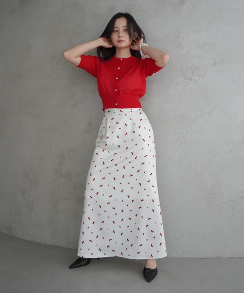 EIMY ISTOIRE（エイミーイストワール）の「ハーフスリーブシアーニットカーデ（カーディガン/ボレロ・レディース・ブラック/ラベンダー/グリーン系その他2/ホワイト/レッド/ピンク・F）」の14枚目の写真