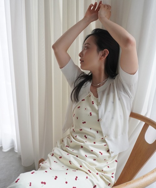 EIMY ISTOIRE（エイミーイストワール）の「ハーフスリーブシアーニットカーデ（カーディガン/ボレロ・レディース・ブラック/ラベンダー/グリーン系その他2/ホワイト/レッド/ピンク・F）」の18枚目の写真