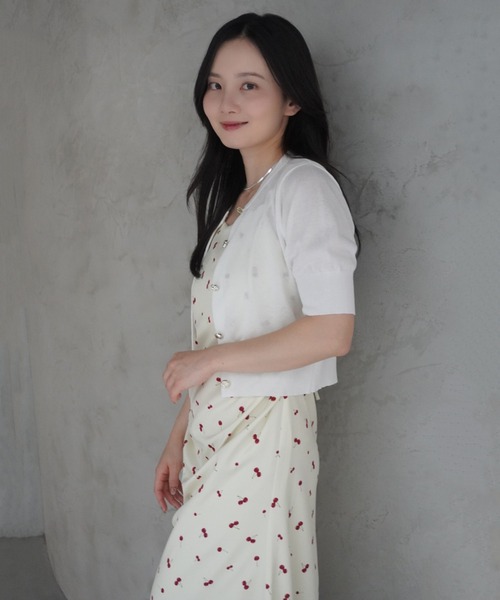 EIMY ISTOIRE（エイミーイストワール）の「ハーフスリーブシアーニットカーデ（カーディガン/ボレロ・レディース・ブラック/ラベンダー/グリーン系その他2/ホワイト/レッド/ピンク・F）」の17枚目の写真