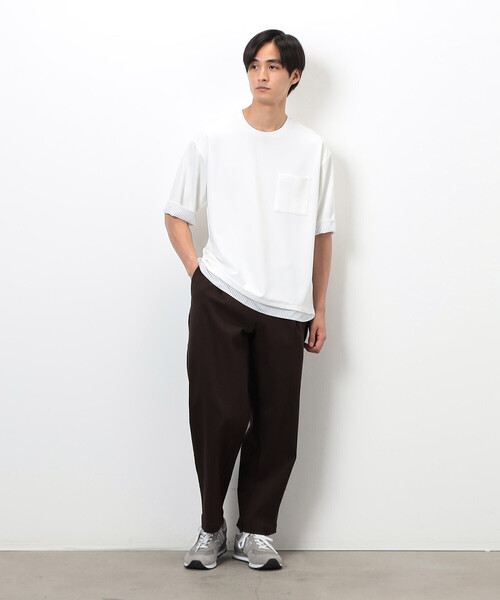 COMME CA ISM(コムサイズム)の「ストレッチポンチ×ストライプコンビTシャツ(Tシャツ/カットソー・メンズ・ネイビー/ホワイト・MEDIUM/LARGE/X-LARGE)」の3枚目の写真