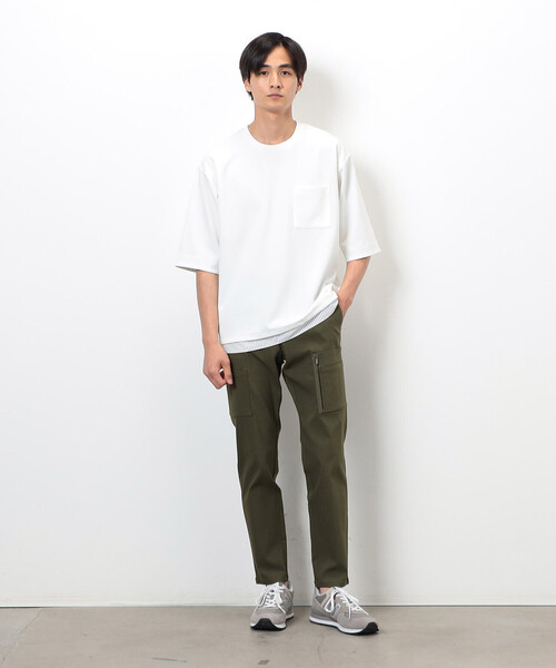 COMME CA ISM(コムサイズム)の「ストレッチポンチ×ストライプコンビTシャツ(Tシャツ/カットソー・メンズ・ネイビー/ホワイト・MEDIUM/LARGE/X-LARGE)」の4枚目の写真