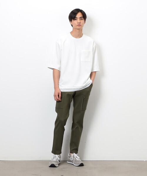 COMME CA ISM(コムサイズム)の「ストレッチポンチ×ストライプコンビTシャツ(Tシャツ/カットソー・メンズ・ネイビー/ホワイト・MEDIUM/LARGE/X-LARGE)」の5枚目の写真