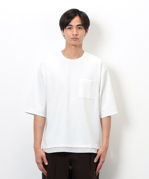 COMME CA ISM(コムサイズム)の「ストレッチポンチ×ストライプコンビTシャツ(Tシャツ/カットソー・メンズ・ネイビー/ホワイト・MEDIUM/LARGE/X-LARGE)」の11枚目の写真