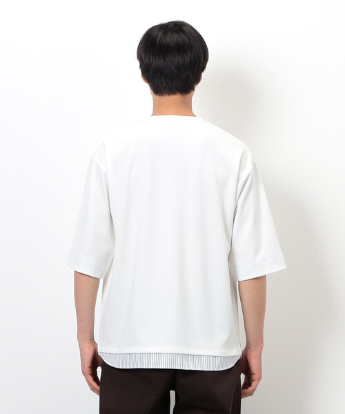 COMME CA ISM(コムサイズム)の「ストレッチポンチ×ストライプコンビTシャツ(Tシャツ/カットソー・メンズ・ネイビー/ホワイト・MEDIUM/LARGE/X-LARGE)」の13枚目の写真