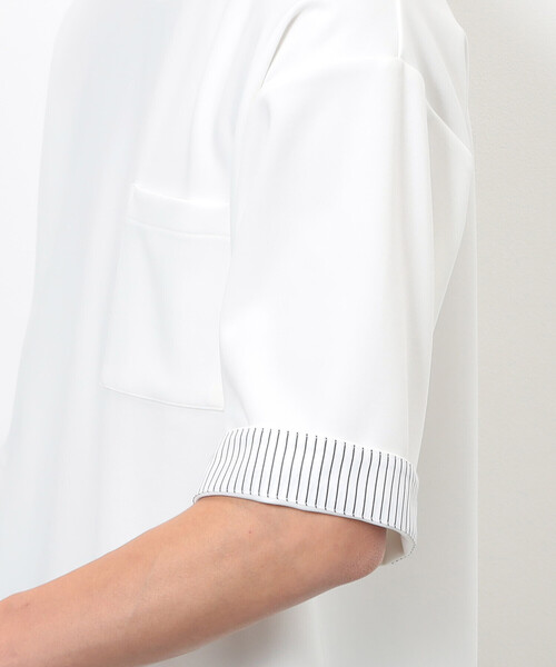 COMME CA ISM(コムサイズム)の「ストレッチポンチ×ストライプコンビTシャツ(Tシャツ/カットソー・メンズ・ネイビー/ホワイト・MEDIUM/LARGE/X-LARGE)」の17枚目の写真