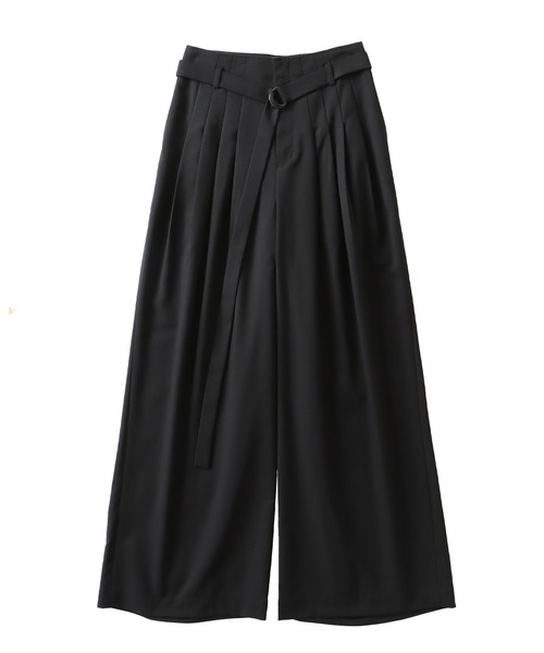 DRESSLAVE(ドレスレイブ)の「narrow belt tuck wide pants(ナローベルトタックワイドパンツ)(その他パンツ・レディース・ブラック/ブラウン・36/38)」の2枚目の写真