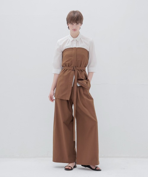 DRESSLAVE(ドレスレイブ)の「narrow belt tuck wide pants(ナローベルトタックワイドパンツ)(その他パンツ・レディース・ブラック/ブラウン・36/38)」の4枚目の写真