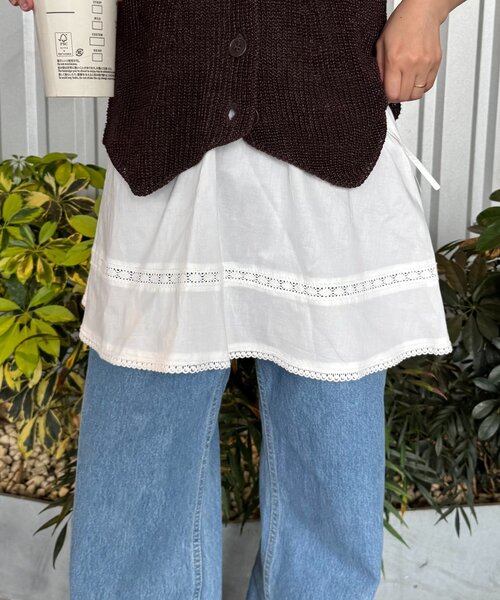 WILLOW(ウィロー)の「【willow】レイヤードコットンレースミニスカ(スカート・レディース・ホワイト・ONE SIZE)」の2枚目の写真