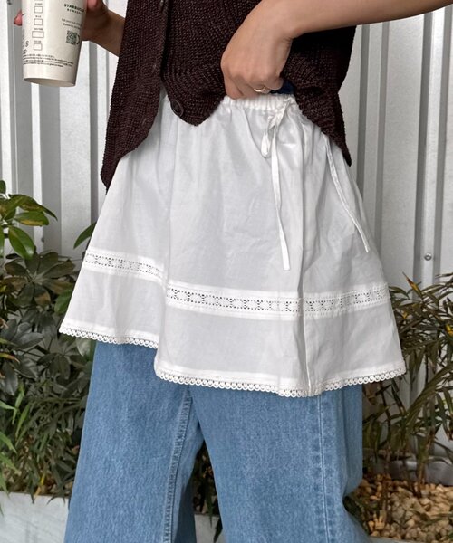 WILLOW(ウィロー)の「【willow】レイヤードコットンレースミニスカ(スカート・レディース・ホワイト・ONE SIZE)」の3枚目の写真