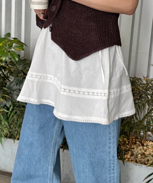 WILLOW(ウィロー)の「【willow】レイヤードコットンレースミニスカ(スカート・レディース・ホワイト・ONE SIZE)」の5枚目の写真