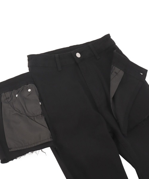 ANAP(アナップ)の「レイヤード風 デニム フレア パンツ(デニムパンツ・レディース・ライトブルー/ブラック・M/S)」の14枚目の写真