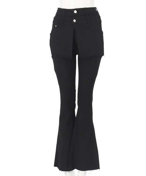 ANAP(アナップ)の「レイヤード風 デニム フレア パンツ(デニムパンツ・レディース・ライトブルー/ブラック・M/S)」の16枚目の写真