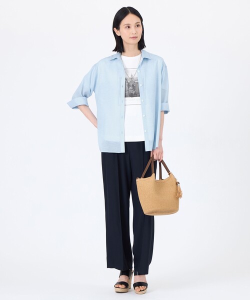 TRANS WORK(トランスワーク)の「【L】【接触冷感】【ウォッシャブル】シルキーローンシャツブラウス(シャツ/ブラウス・レディース・オレンジ/ブルー系その他4/オフホワイト・46/44)」の5枚目の写真