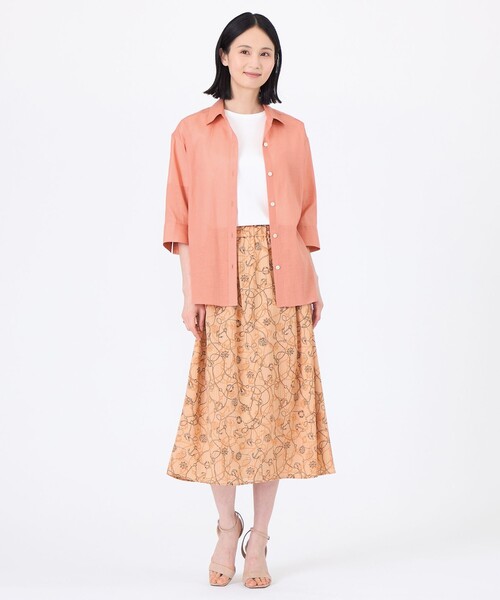 TRANS WORK(トランスワーク)の「【L】【接触冷感】【ウォッシャブル】シルキーローンシャツブラウス(シャツ/ブラウス・レディース・オレンジ/ブルー系その他4/オフホワイト・46/44)」の6枚目の写真