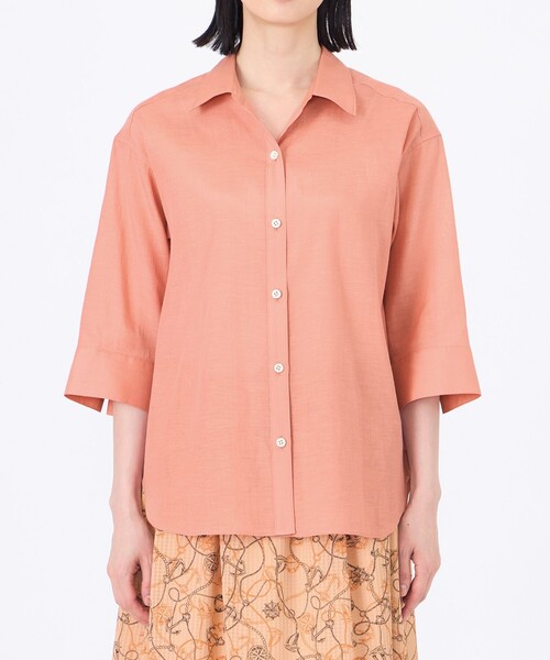 TRANS WORK(トランスワーク)の「【L】【接触冷感】【ウォッシャブル】シルキーローンシャツブラウス(シャツ/ブラウス・レディース・オレンジ/ブルー系その他4/オフホワイト・46/44)」の7枚目の写真