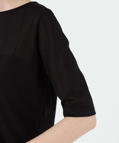 BALLSEY(ボールジィ)の「シアーコンパクトジャージー ボートネックプルオーバー(Tシャツ/カットソー・レディース・ブラック/グリーン/ホワイト・S)」の9枚目の写真