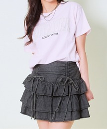 《ラメ刺繍ロゴ》レディース 半袖Tシャツ カジュアル 春夏秋