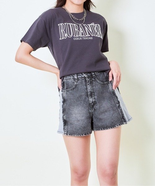 GORGE（ゴージ）の「《ラメ刺繍ロゴ》レディース 半袖Tシャツ カジュアル 春夏秋（Tシャツ/カットソー・レディース・ピンク/オフホワイト/チャコール・F）」の11枚目の写真