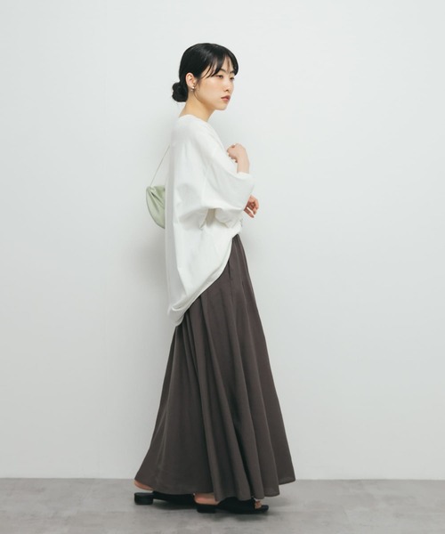 KBF(ケイビーエフ)の「ワイドフレアシアースカート(スカート・レディース・ブラック/アイボリー/チャコールグレー・ONE)」の8枚目の写真