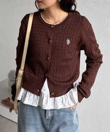 U.S. POLO ASSN. | 【26AW新色追加】RANAN/solleim別注【U.S.POLO ASSN.】ゴールドボタン刺繍ケーブルニットカーディガン(カーディガン/ボレロ)