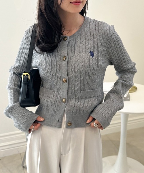 Polo Ralph Lauren【現行モデル】 金ボタン カーディガン ニット ケーブルニット コットン クルーネック カーディガン （カーディガン