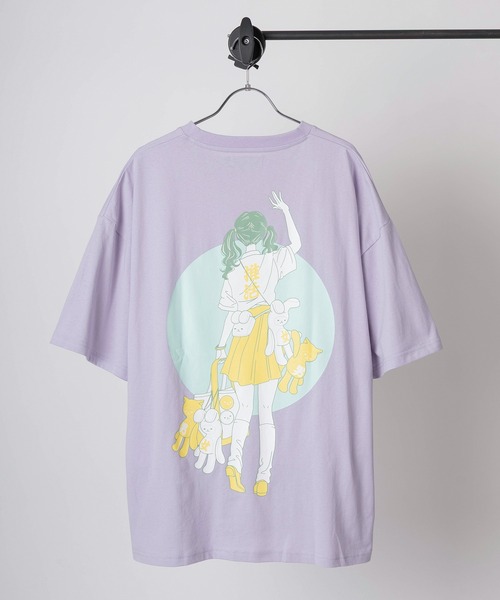 SlashDate(スラッシュデイト)の「【84】「休日少女」 フロント& バックプリント レトロデザイン 半袖Tシャツ オーバーサイズ 推し活(Tシャツ/カットソー・レディース・ホワイト/ホワイト系その他/ホワイト系その他3/ラベンダー/ホワイト系その他2/チャコールグレー/グレイッシュベージュ/ブラック・M/L)」の8枚目の写真