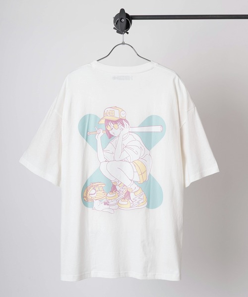 SlashDate(スラッシュデイト)の「【84】「休日少女」 フロント& バックプリント レトロデザイン 半袖Tシャツ オーバーサイズ 推し活(Tシャツ/カットソー・レディース・ホワイト/ホワイト系その他/ホワイト系その他3/ラベンダー/ホワイト系その他2/チャコールグレー/グレイッシュベージュ/ブラック・M/L)」の5枚目の写真