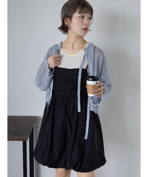 ehka sopo（エヘカソポ）の「バルーンミニキャミワンピース（ワンピース・レディース・ブラック/サックスブルー/オフホワイト・F）」の2枚目の写真