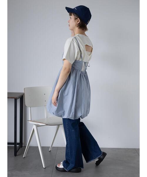 ehka sopo（エヘカソポ）の「バルーンミニキャミワンピース（ワンピース・レディース・ブラック/サックスブルー/オフホワイト・F）」の18枚目の写真