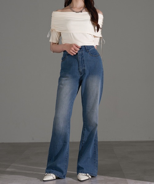 apres jour mignon(アプレジュールミニョン)の「シャーリングオフショルトップス【ZOZOTOWN限定アイテム】(Tシャツ/カットソー・レディース・ピンク/アイボリー/ブルー/チャコールグレー/オフホワイト/ブラック・X-LARGE/フリー)」の22枚目の写真