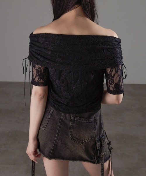 apres jour mignon(アプレジュールミニョン)の「シャーリングオフショルトップス【ZOZOTOWN限定アイテム】(Tシャツ/カットソー・レディース・ピンク/アイボリー/ブルー/チャコールグレー/オフホワイト/ブラック・X-LARGE/フリー)」の20枚目の写真