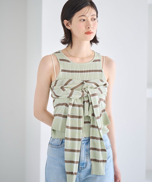 meilmada（メイルマダ）の「ランダムボーダーニットタンクトップ（タンクトップ・レディース・ミント/ブラウン・FREE）」の19枚目の写真