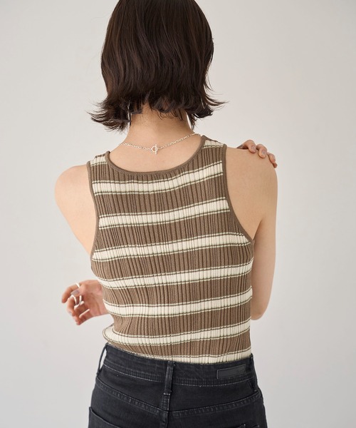 meilmada（メイルマダ）の「ランダムボーダーニットタンクトップ（タンクトップ・レディース・ミント/ブラウン・FREE）」の6枚目の写真