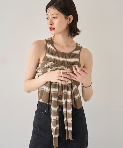 meilmada（メイルマダ）の「ランダムボーダーニットタンクトップ（タンクトップ・レディース・ミント/ブラウン・FREE）」の11枚目の写真