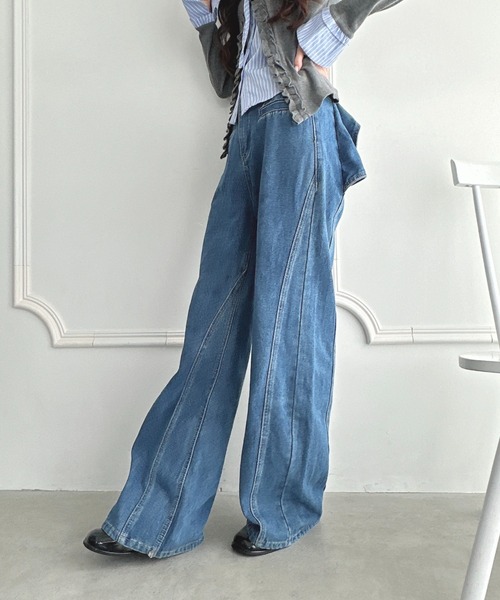 未使用品 BONUM リボンデニムパンツ ブルー pro0914.jpg