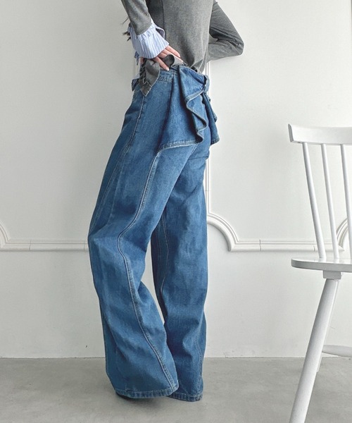 セール】バックリボンデニムパンツ（デニムパンツ）｜Loueme（ルエム