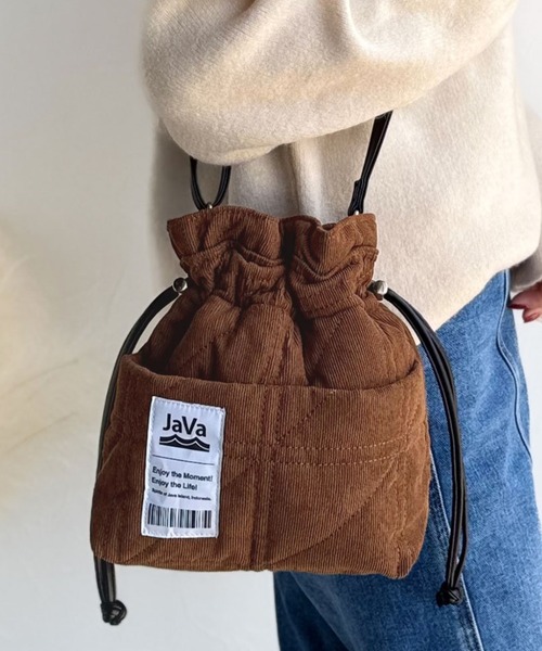 Java(ジャバ)の「《JaVaジャバ コラボ》秋冬のマストハブ!2WAYミニ巾着コーデュロイショルダーバッグ(ショルダーバッグ・レディース・ブラウン/ブラック/レオパード・ONE SIZE)」の3枚目の写真